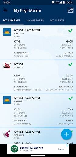 Screenshot From Our FlightAware Flight Tracker Review