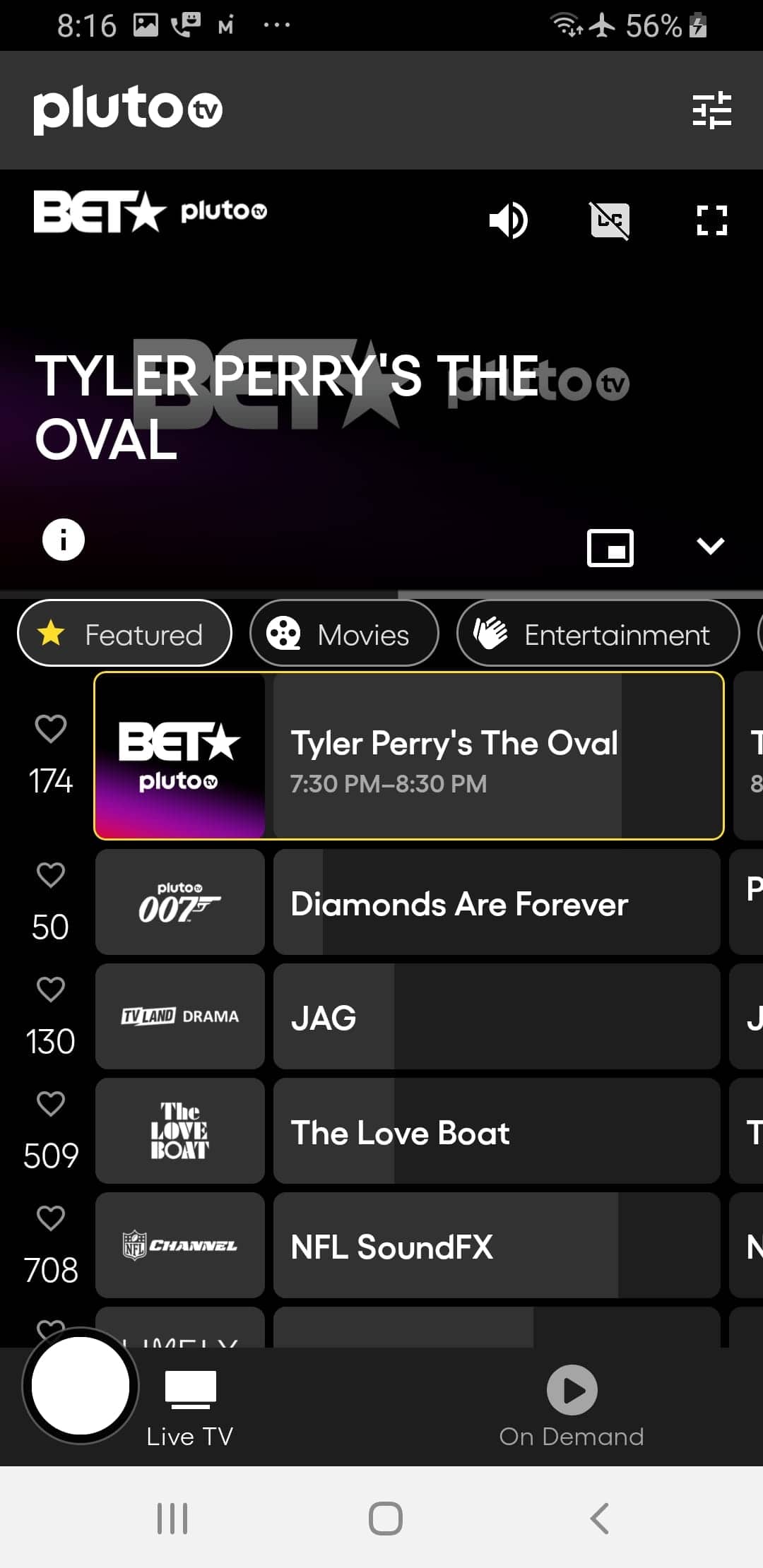 Screenshot From Our Pluto TV Review