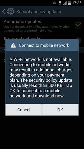 Screenshot From Our Samsung Security Policy Update Review