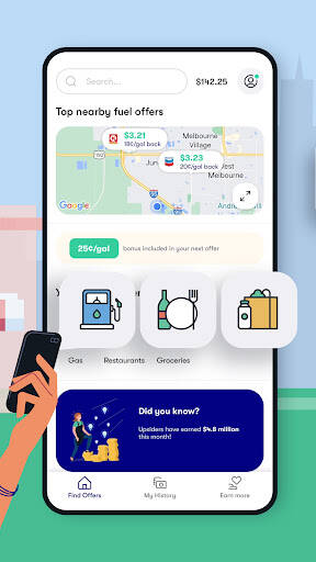 Screenshot From Our Upside: Cash Back - Gas & Food Review